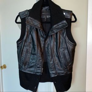 BCBG Max Azria black leather vest
